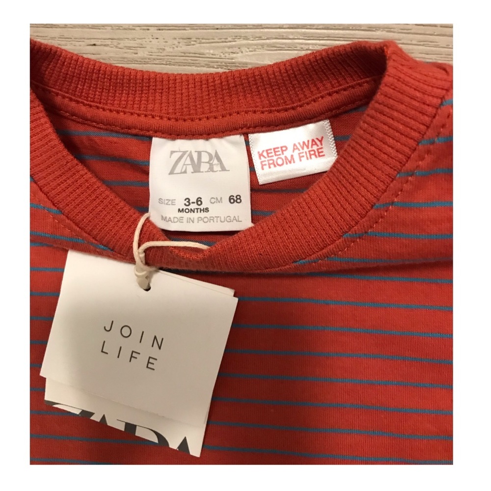 ZARA BABY STRIPE LONG SLEEVE SHIRT SIZE 3-6 MONTHS - Picture 2 of 3